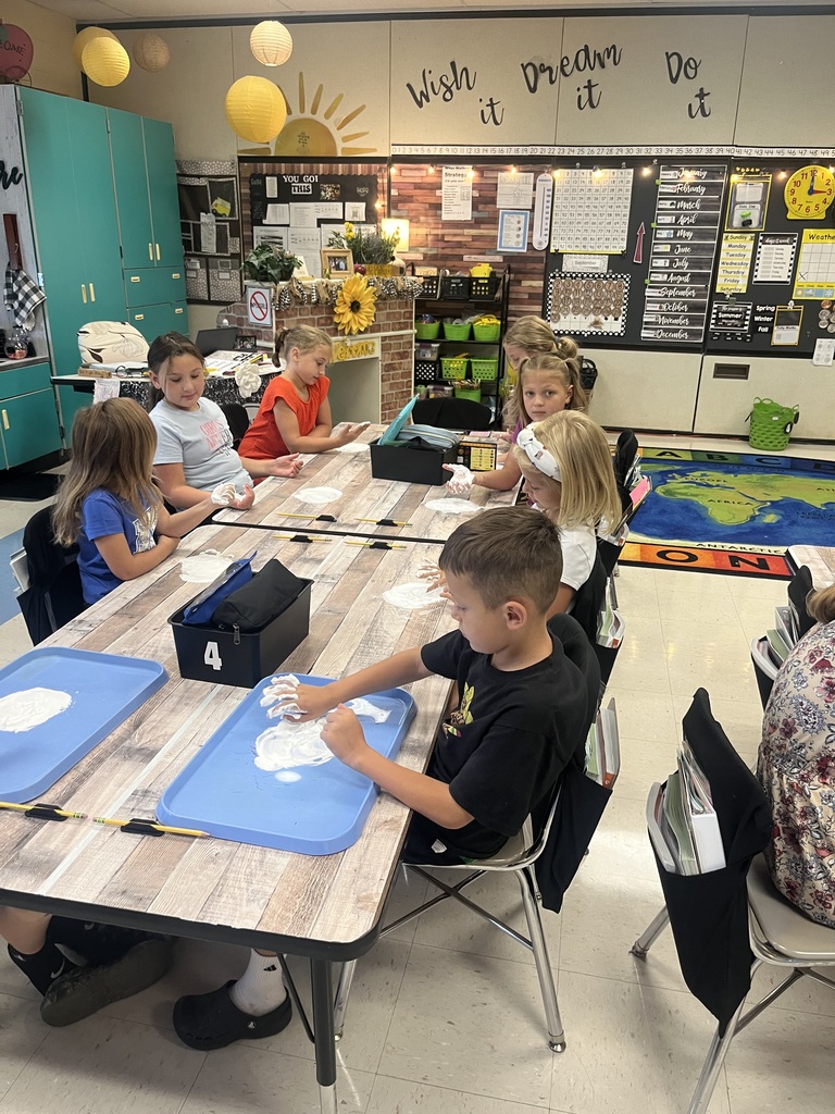 photo of math activity utilizing shaving cream