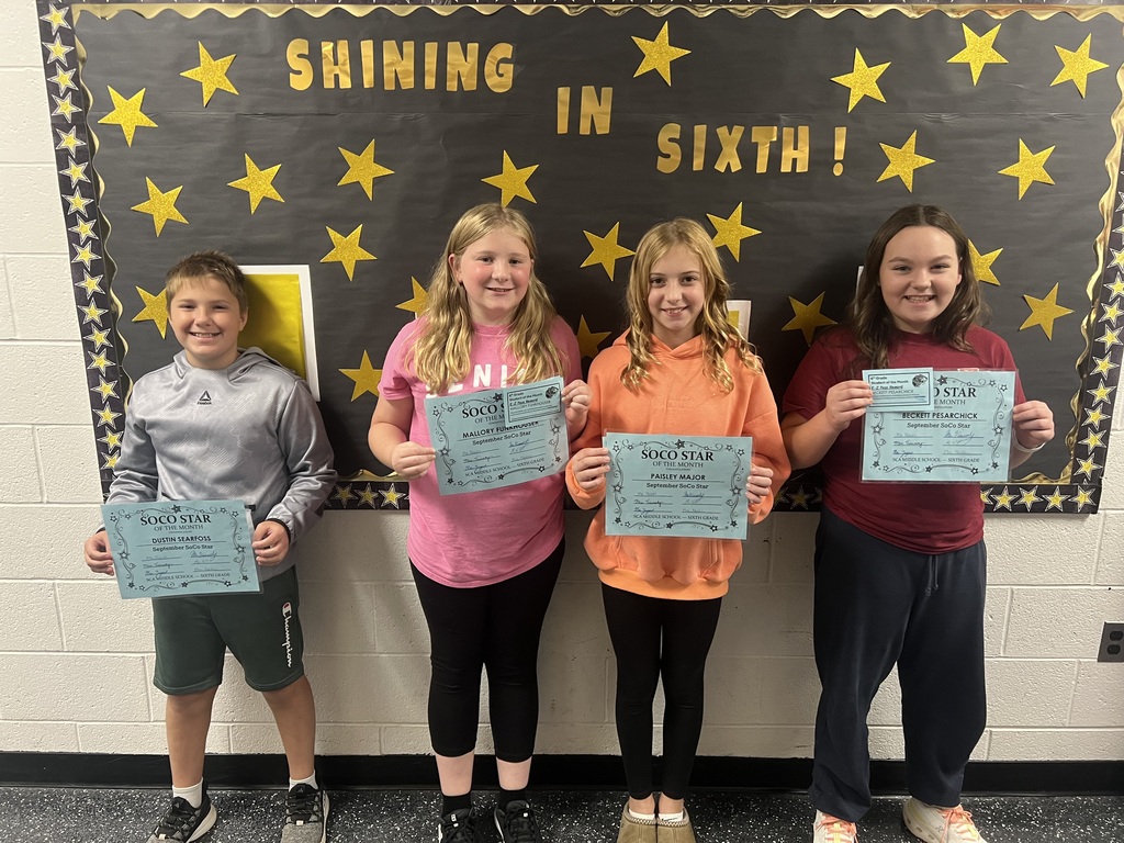 sixth grade students of the month