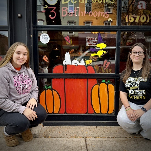 halloween window painting with artists