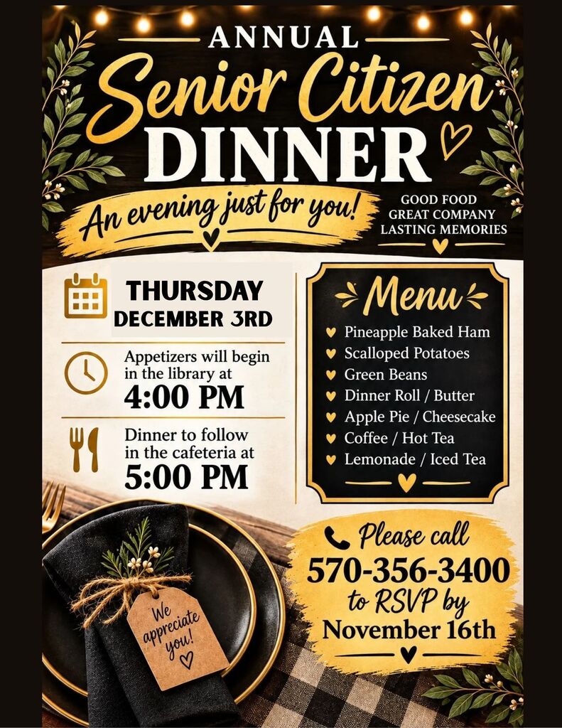 senior citizen dinner flyer with all text in post