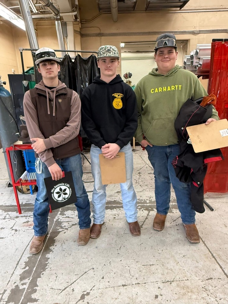 Left to right, Bryer Holly, Hunter Lackey, and Tyson Hupp-all members of the Ag Mech Team.