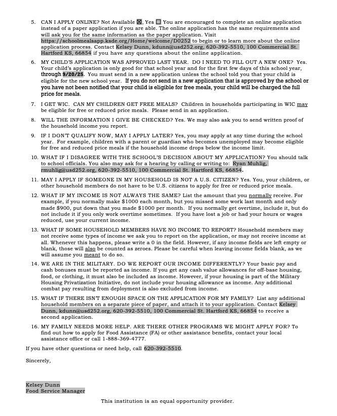 Letter to Household