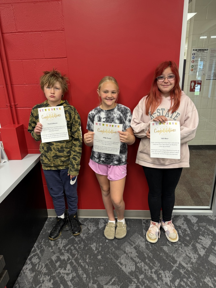 Congratulations to these Southern students for winning the Twin Rivers Dealership coloring contest. Twin Rivers sponsored a competition for area students. 