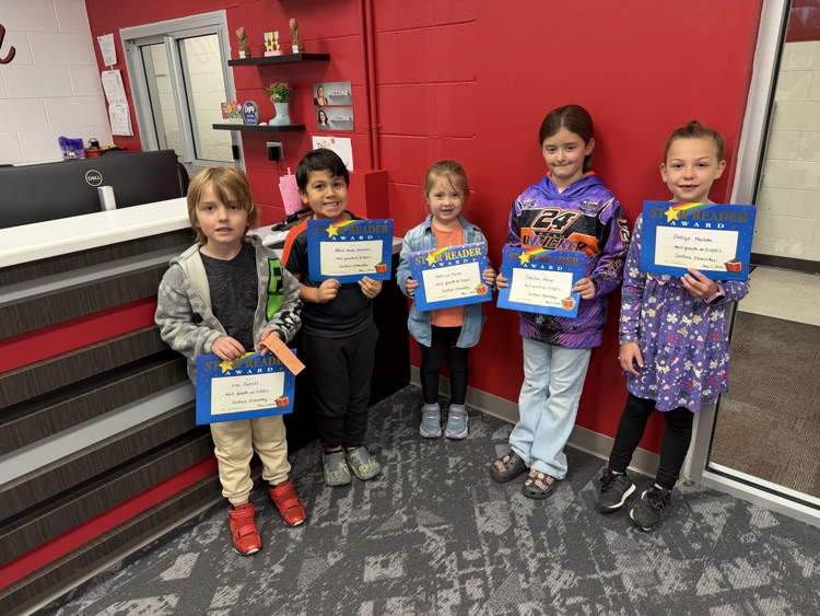 The image shows five students who made the highest gains on their DIBELS testing  