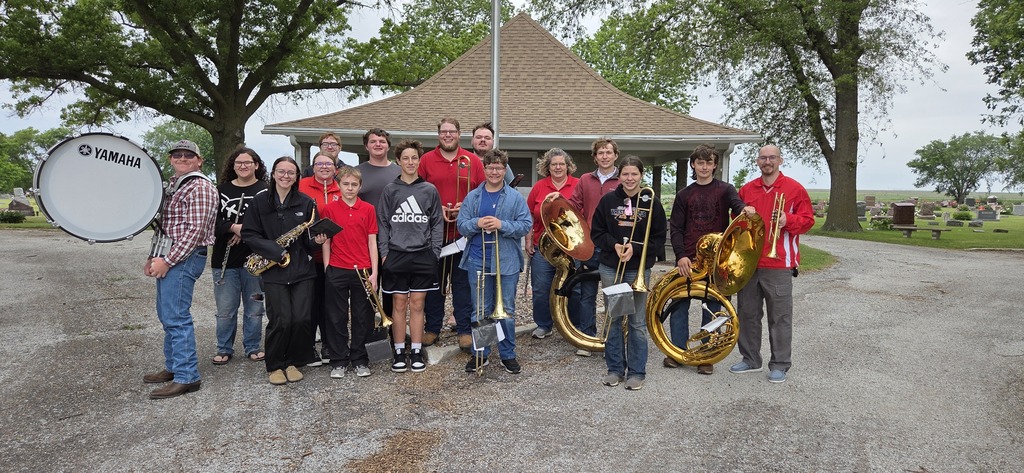 Southern band members and community band members play at the Wymore cemetery.