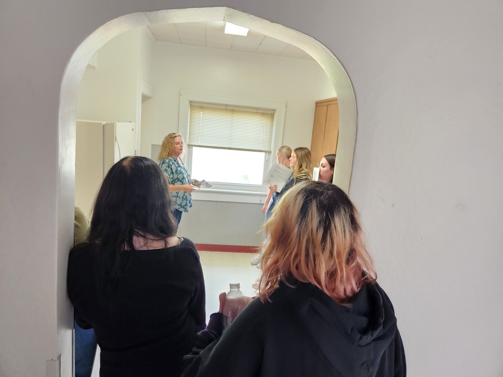 Junior and Senior students learning from Krista about what to look for in a kitchen.