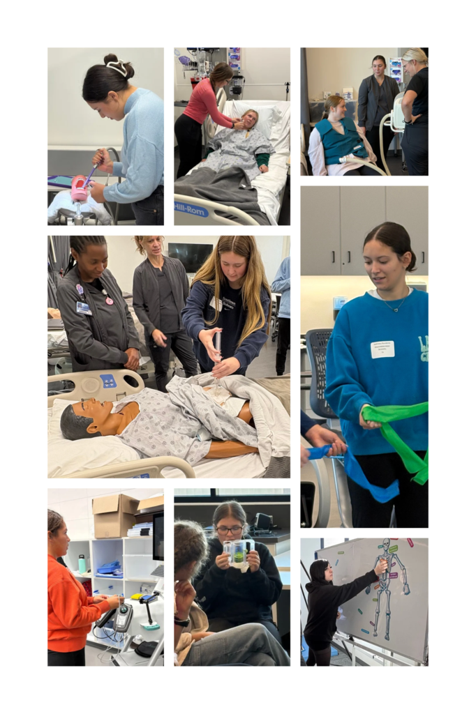 graphic showing students participating in Healthcare Day activities