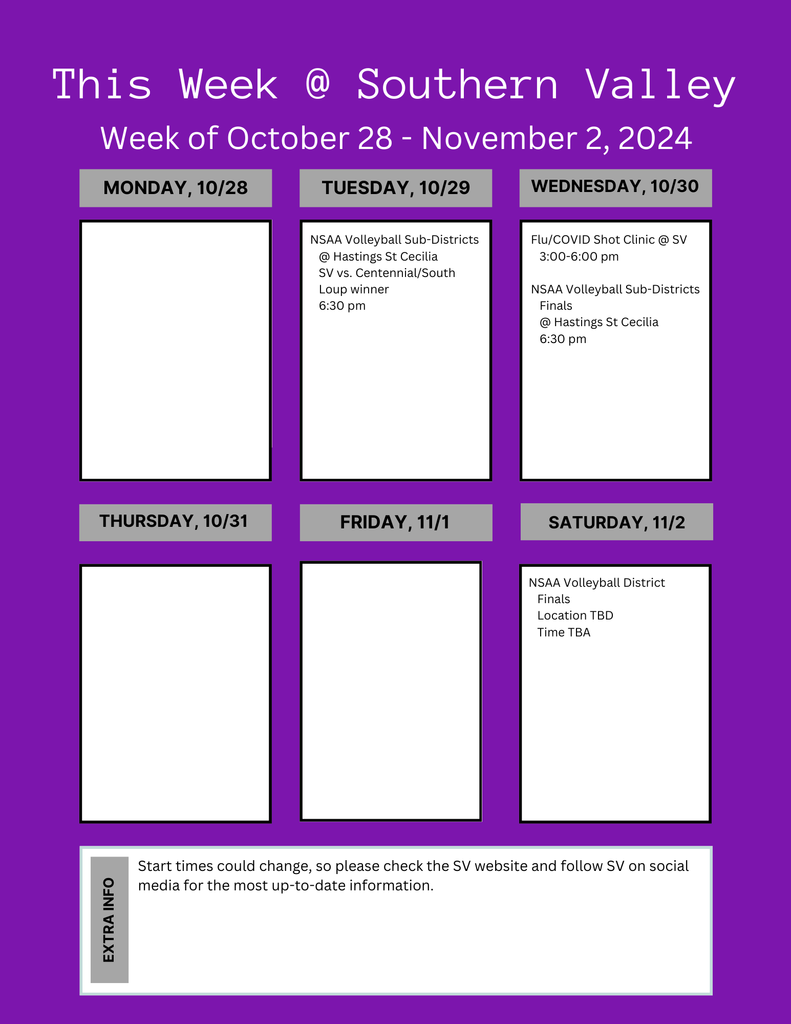 SV activities, Week of Oct 28 - Nov 2 2024