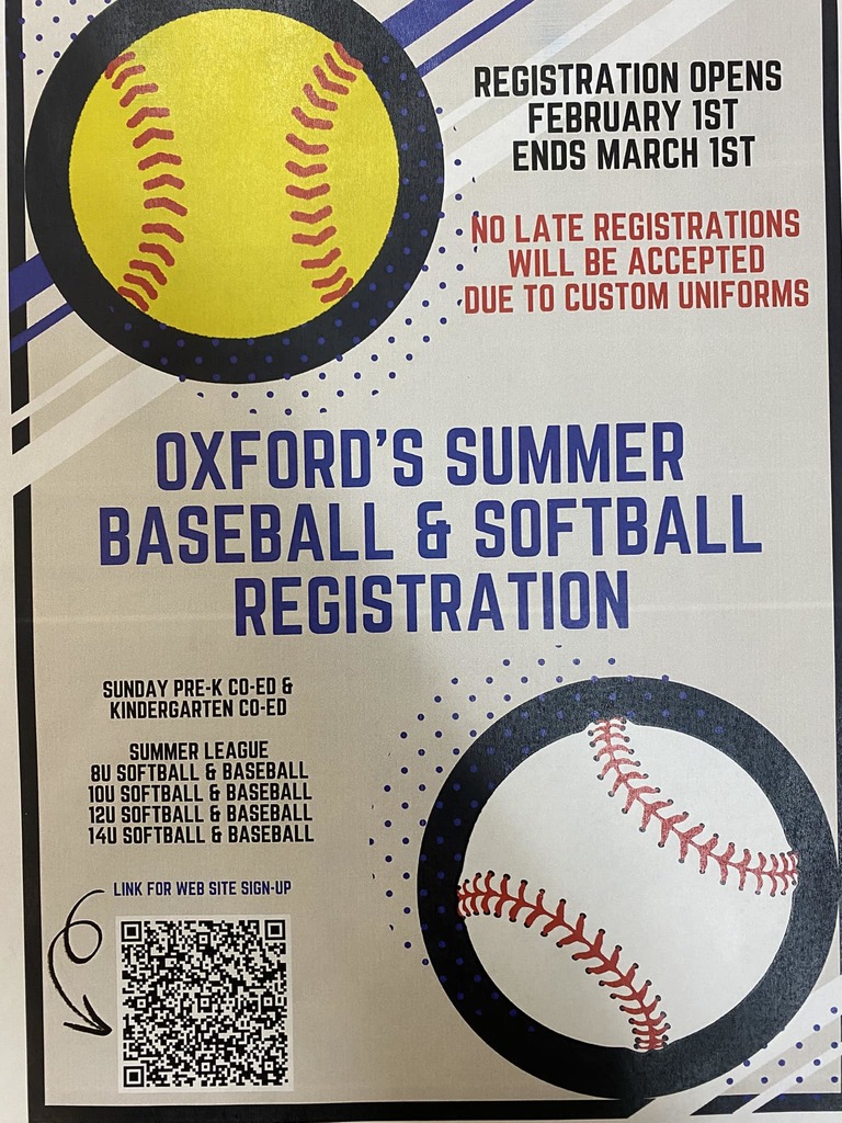 Oxford Baseball/Softball sign-ups!