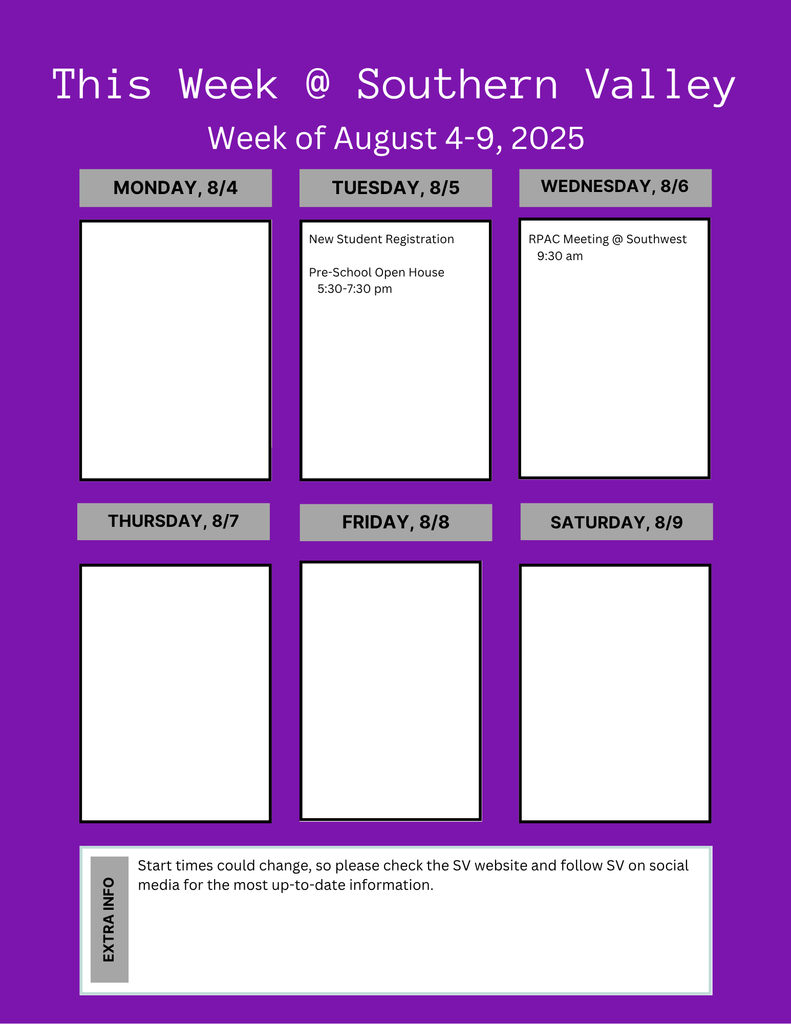 SV week of August 4-9 2025