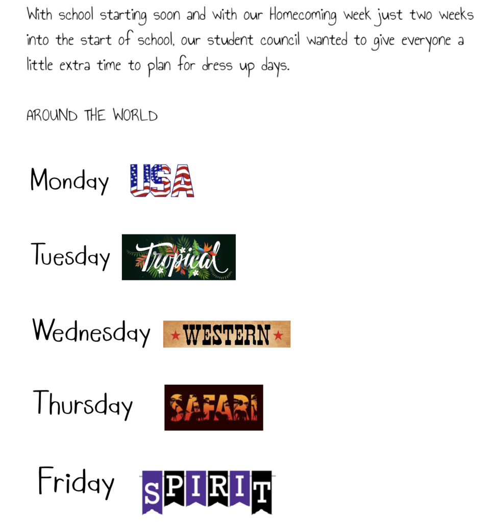 Spirit Days 2025