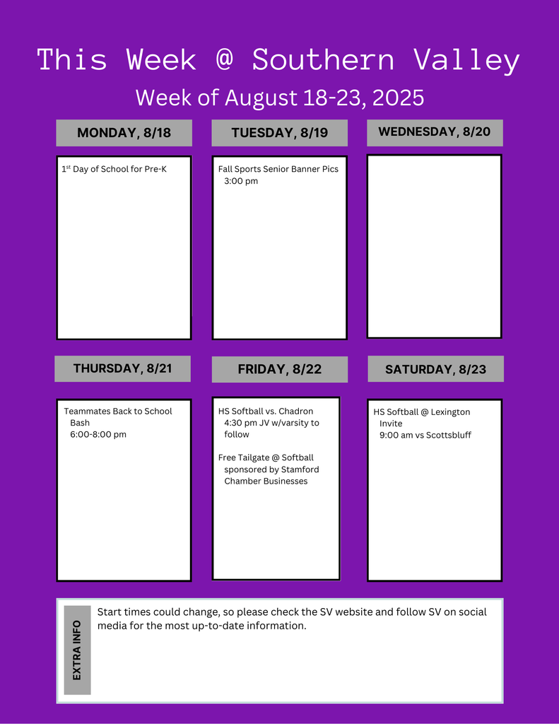 SV Week of Aug 18-23 2025