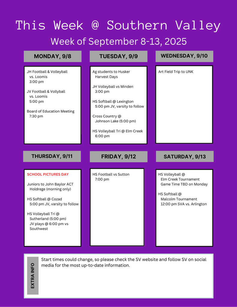 SV week of Sep 8-13 2025