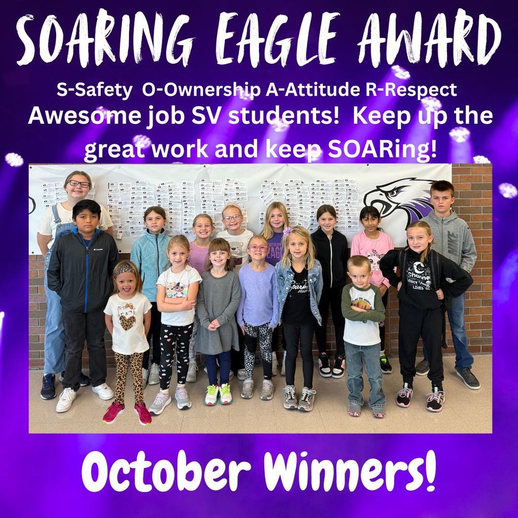 Students who received the SOARing eagle award for October