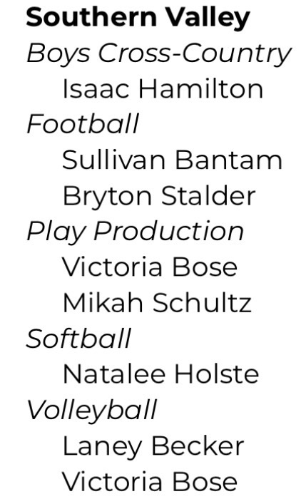 fall academic all-state
