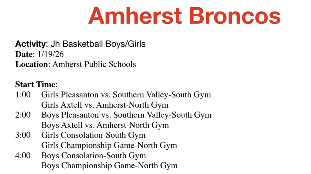JH Basketball @ Amherst