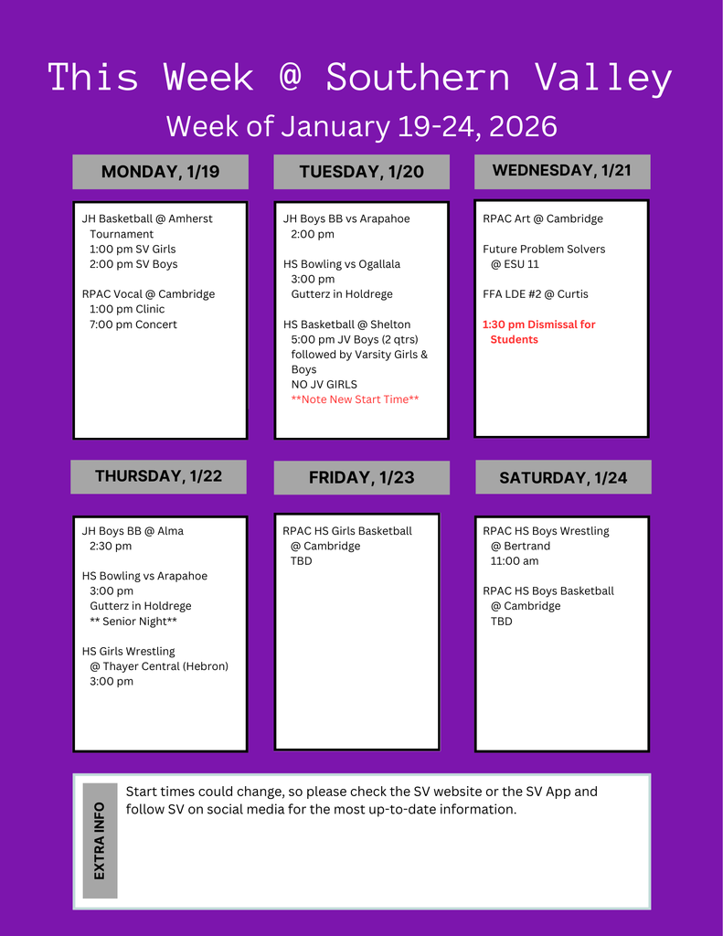 SV week of Jan 19-24 2026