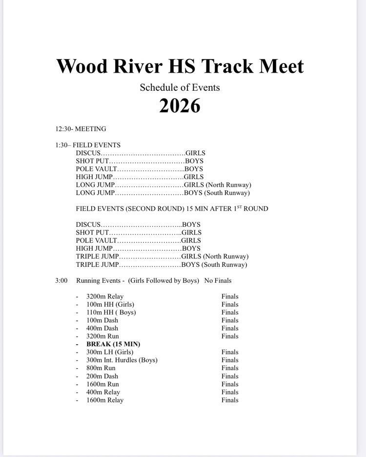 Wood River track invite order of events 