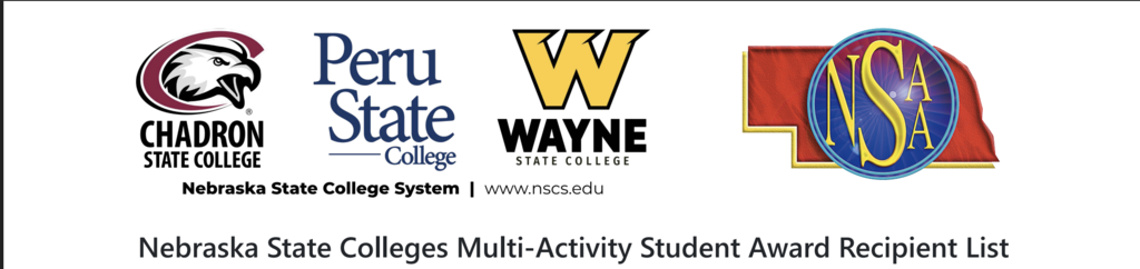 Nebraska State College Multi-Activity Student award header