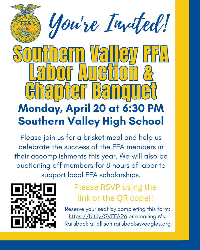 Southern Valley FFA Banquet - April 20, 2026 - 6:30 PM - SVHS