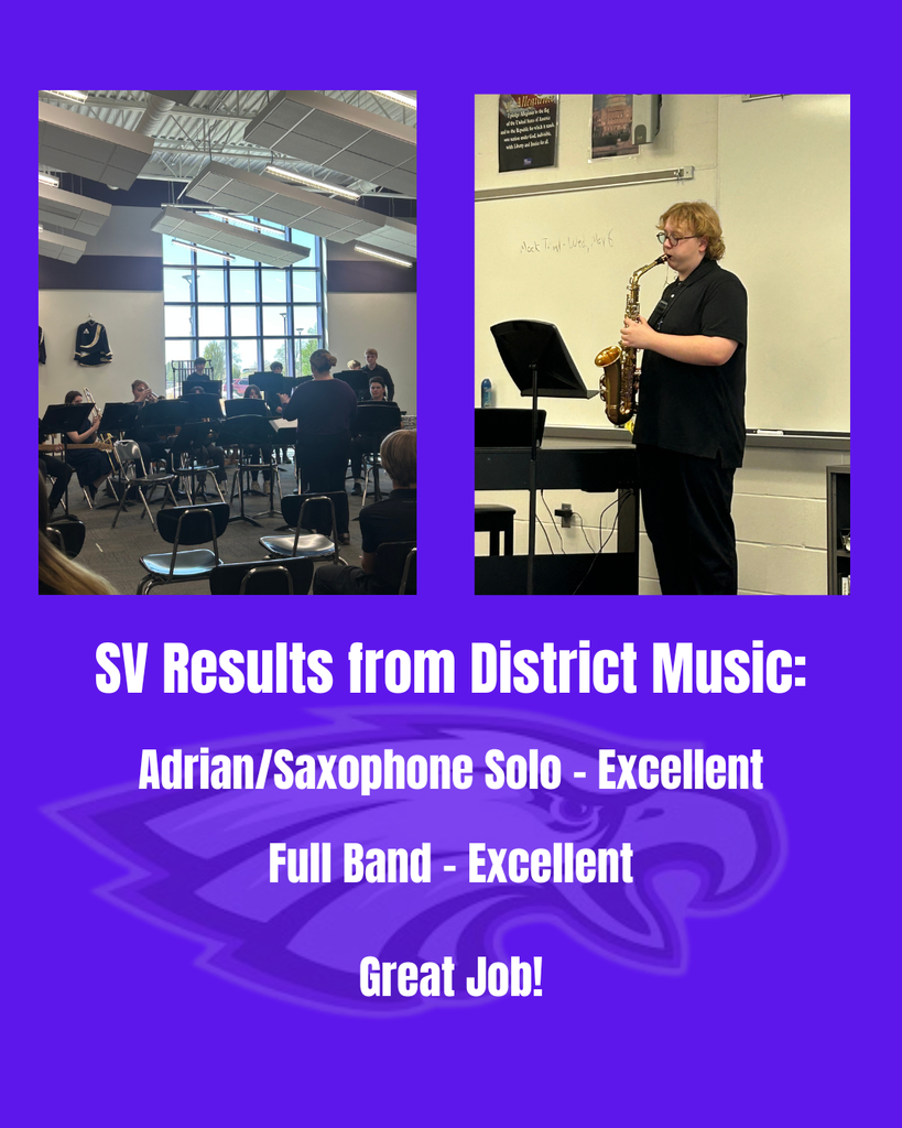 Great job by Adrian and the full band at district music today.   They both received and excellent rating!!