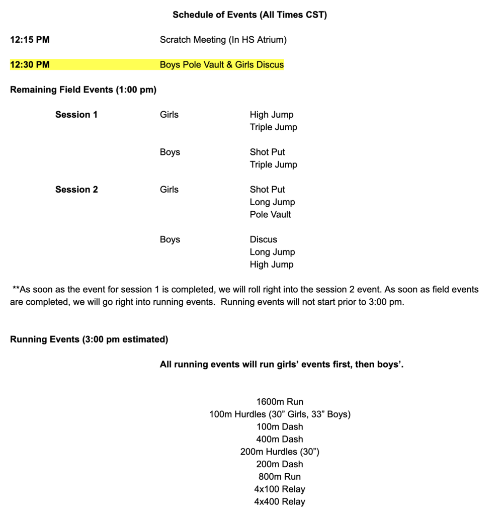 SV Invite JH track order of events, 2026