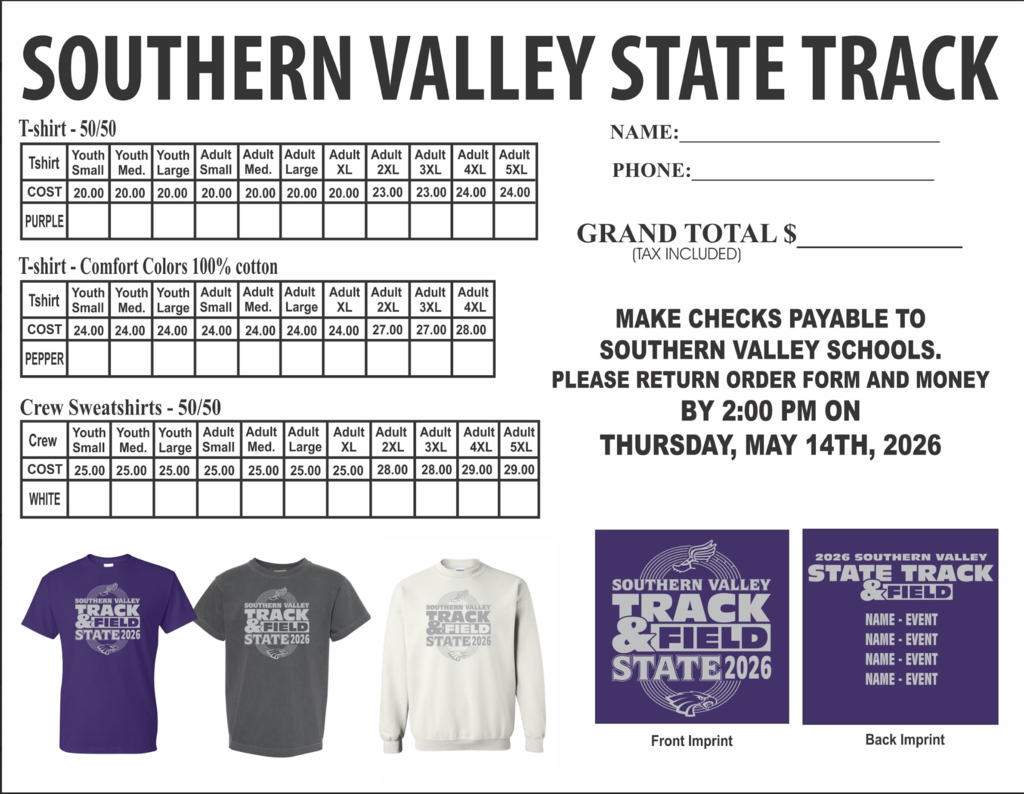 2026 state track shirt order forms
