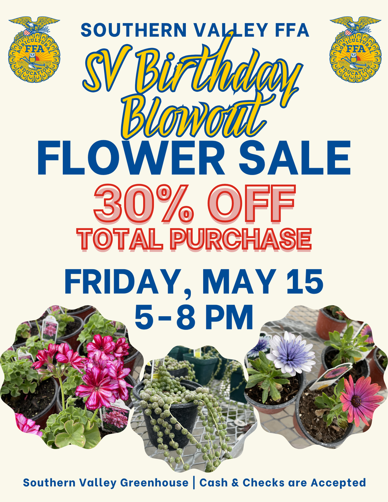 FFA Greenhouse Blowout Sale for 30 Years of SV
