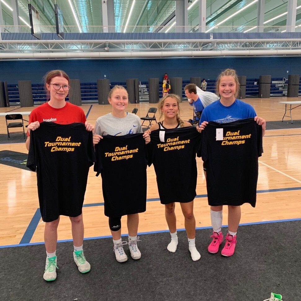 Natalie, Laney, Cali, and Amelia with their championship shirts 