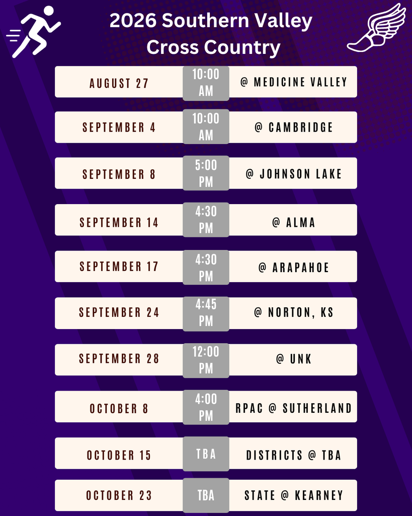 2026 Cross Country schedule