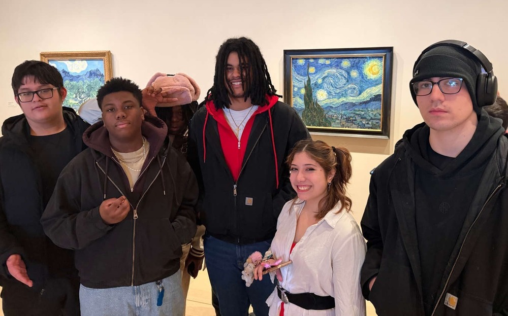 students in art gallery