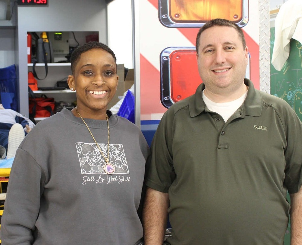 teaching assistant and teacher by ambulance simulator