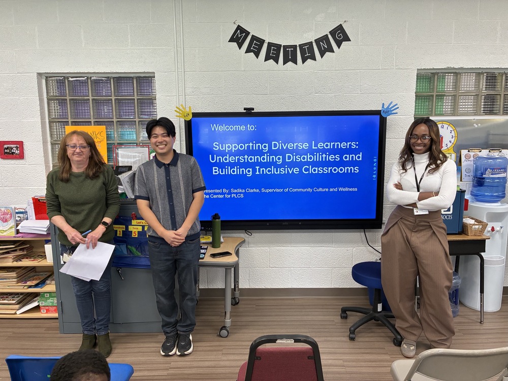 two teacher aides on one side of a tv and a professional developer on the other
