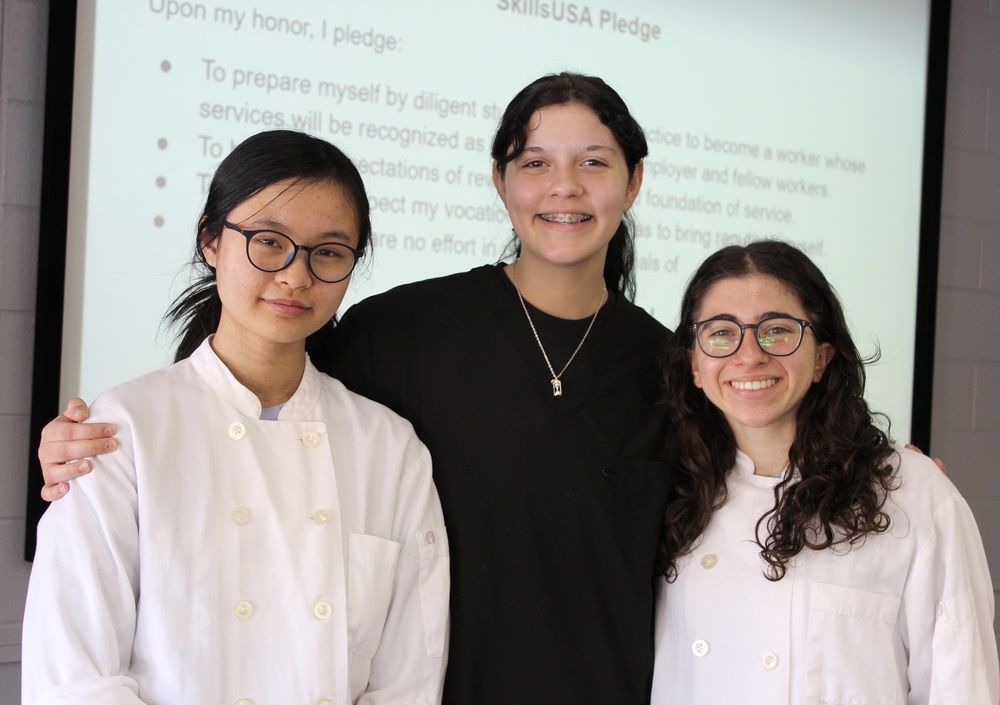 Three students who lead the campus's SkillsUSA chapter