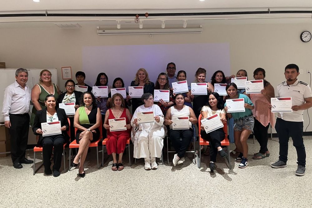students in adult ed program with certificates