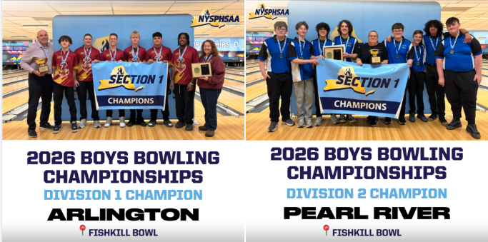 Arlington and Pearl River named team champions at 2026 Section One Boys Bowling Championships.