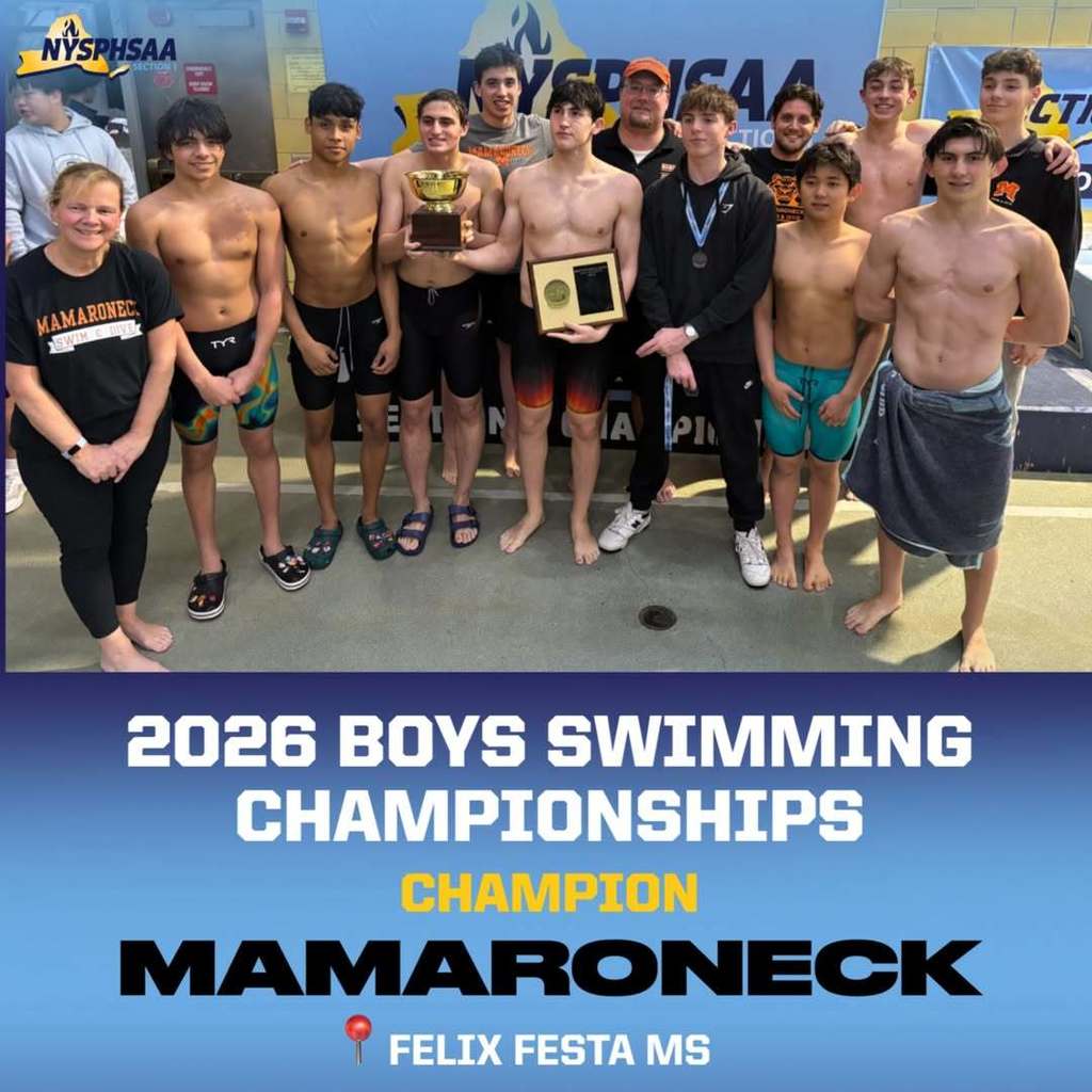 Mamaroneck crowned victor of Section One's 2026 Boys Swimming Championship.