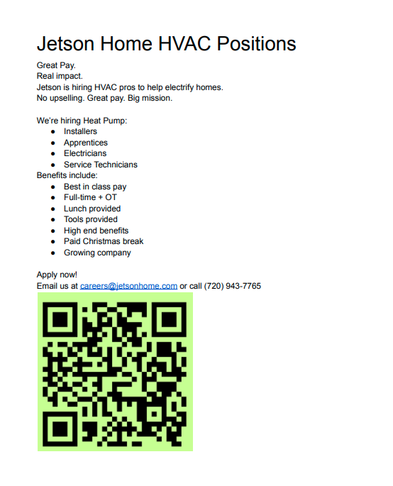 hvac positions with Jetson Home posting
