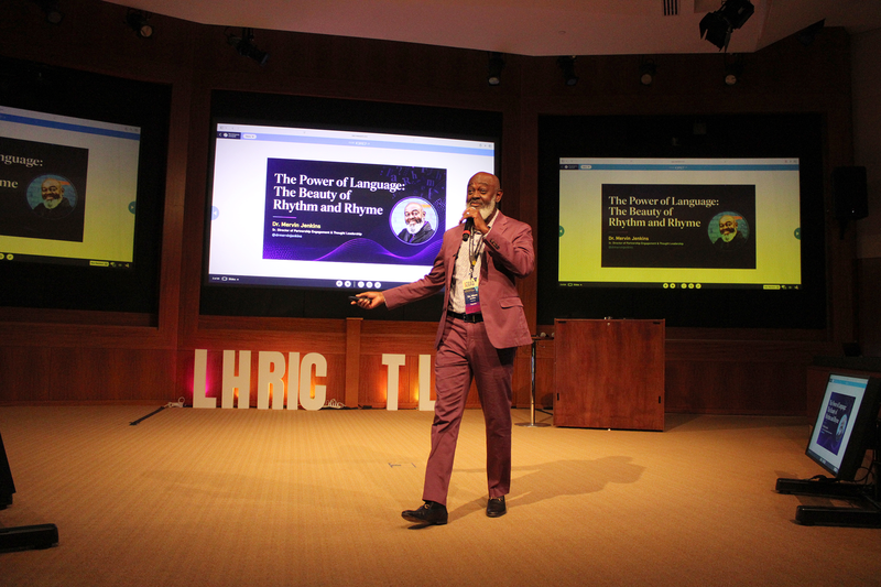 Dr. Merv Jenkins delivering his keynote address