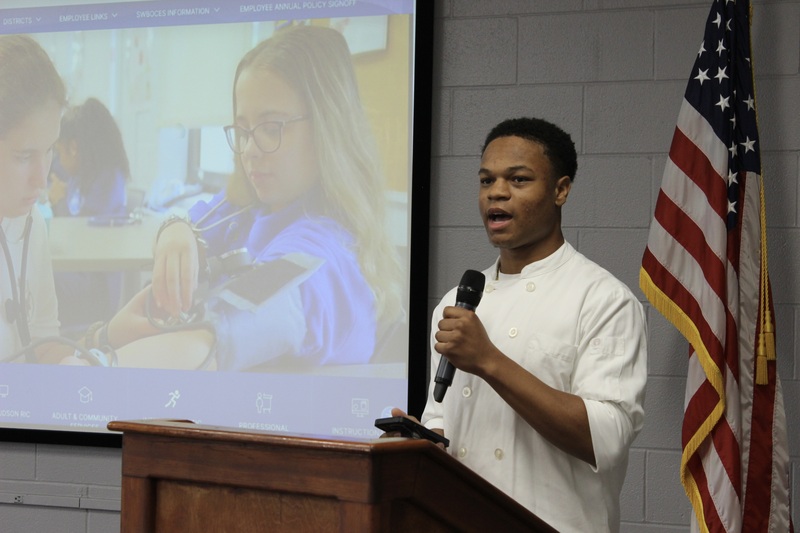 A Culinary Arts student speaks during Southern Westchester BOCES' annual Legislative Breakfast on Oct. 15, 2026.