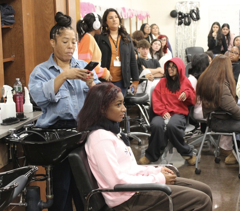Staff members at Tina Pearson Salon demonstrated hair detox techniques.