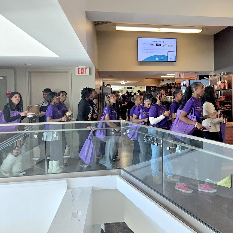 students lining up for My Sister's Keeper event