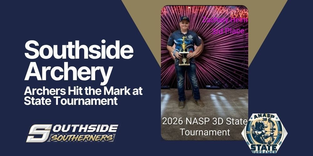 Archery graphic student holding trophy