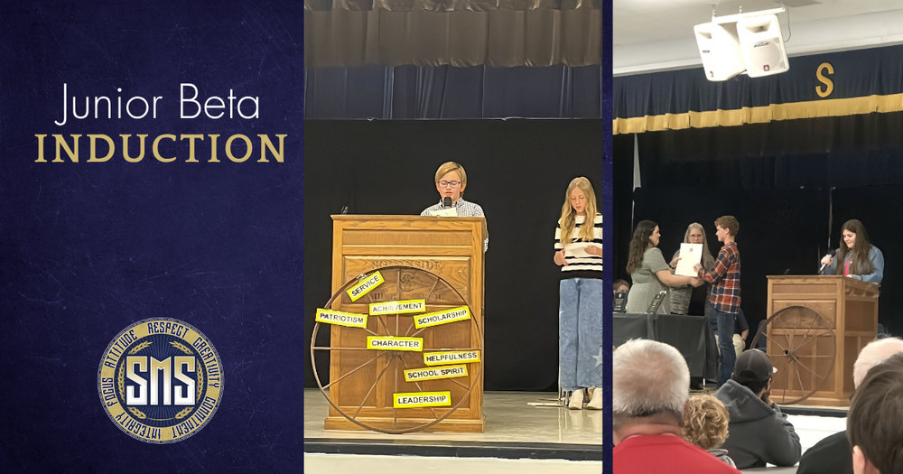 Students at podium and accepting awards