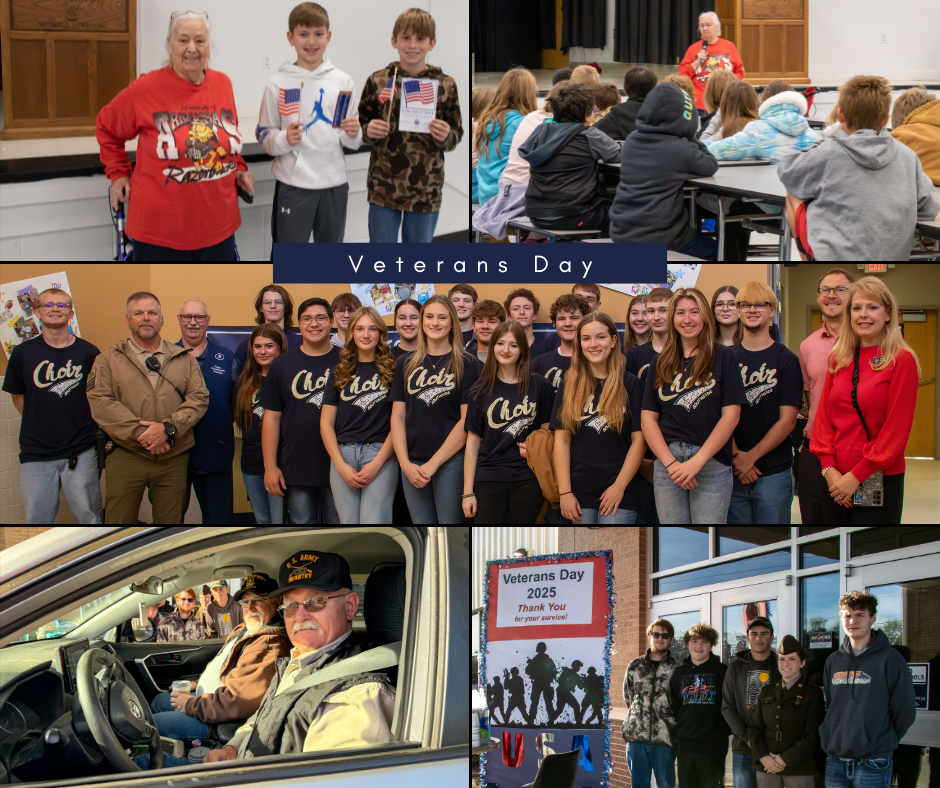 Veterans day activities:  5th grade flag program, choir at elementary, high schoolers handing out coffee