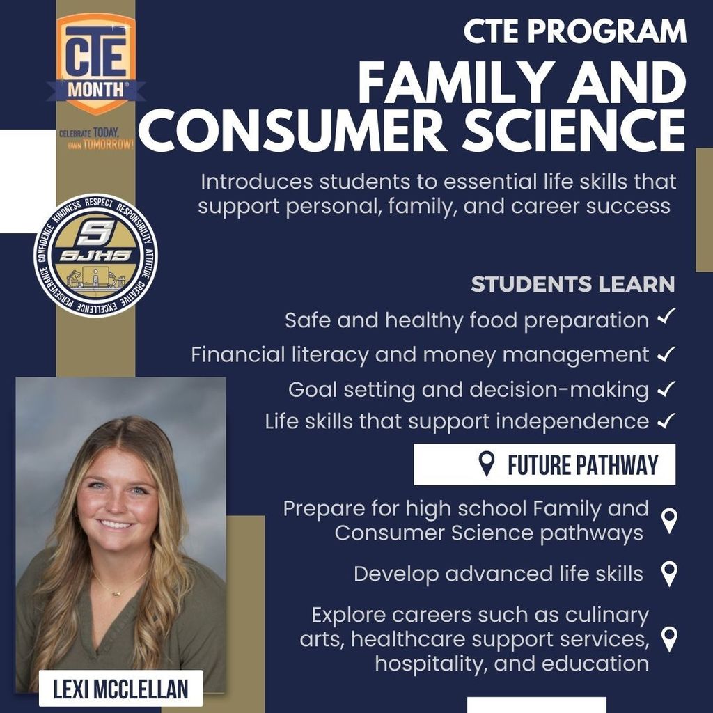 SJHS CTE Graphic, Mcclellan Pictured