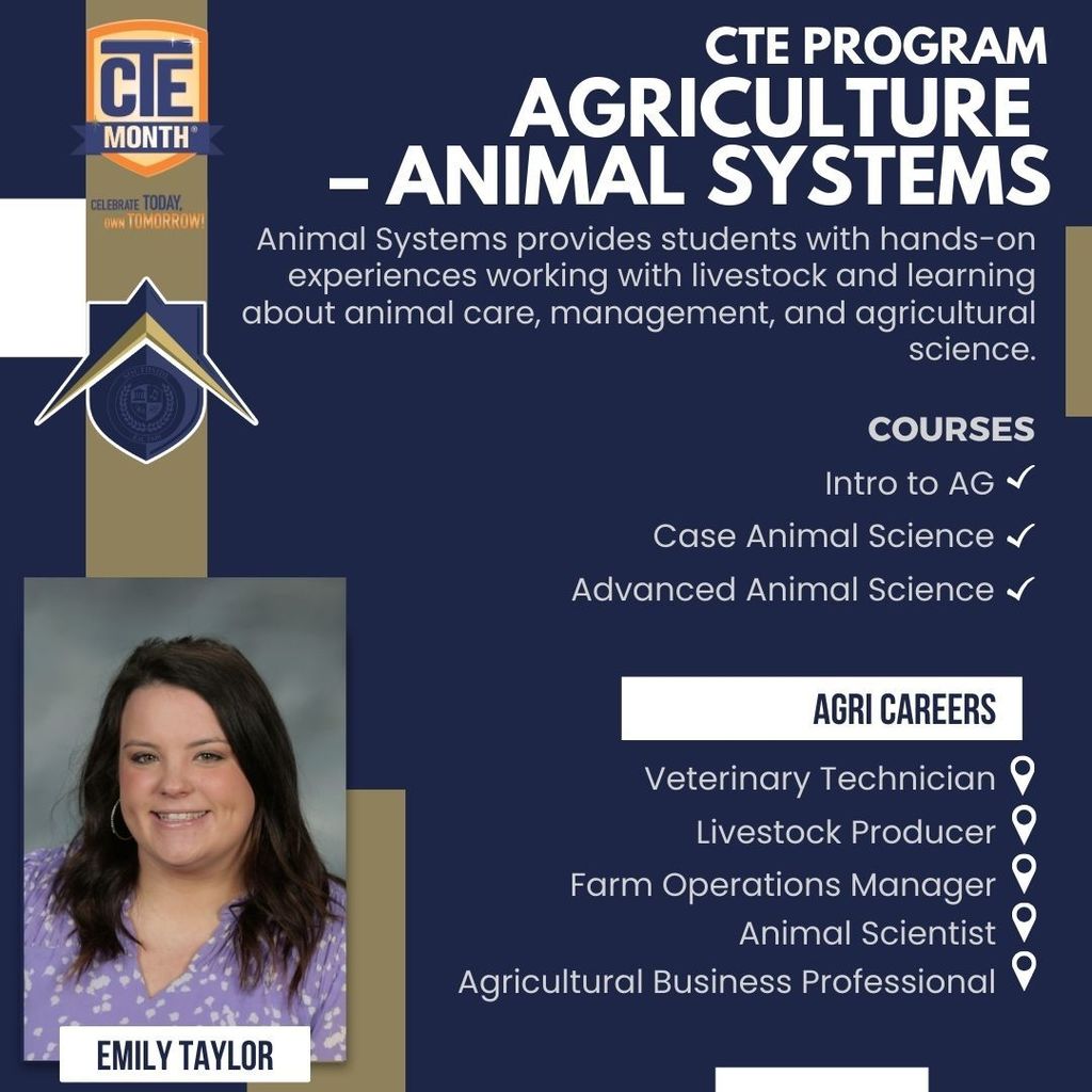 SCHS CTE Animal Systems Graphic, Taylor pictured