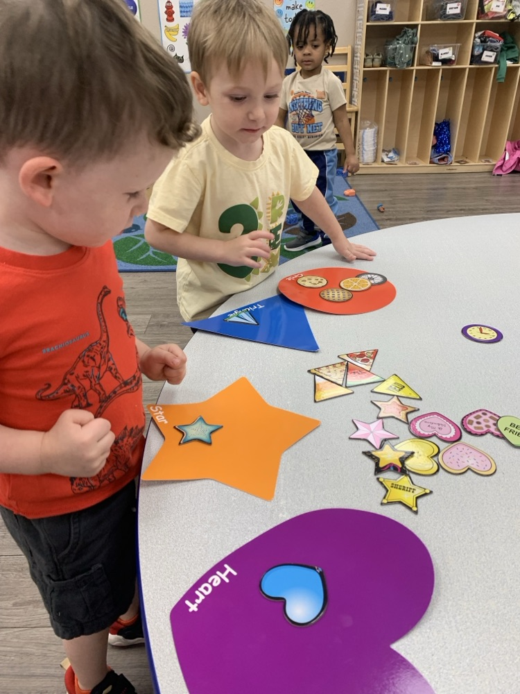 children sorting shapes