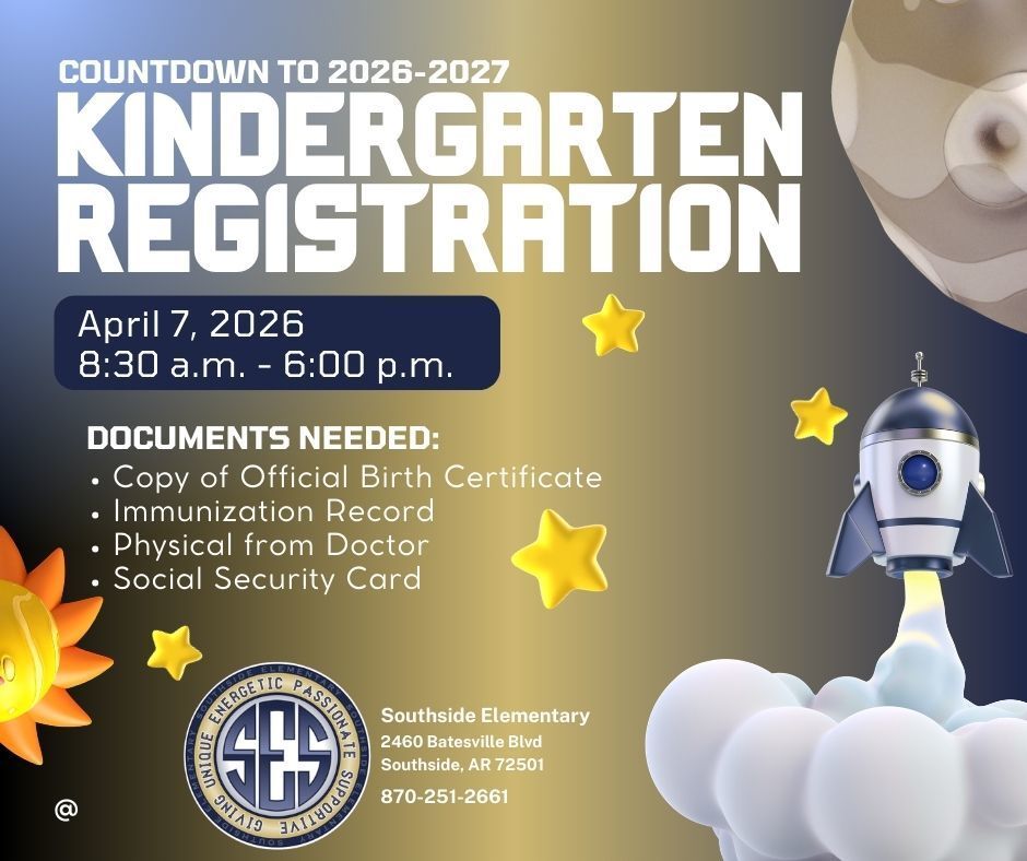 Graphic of rocket ship and k registration information