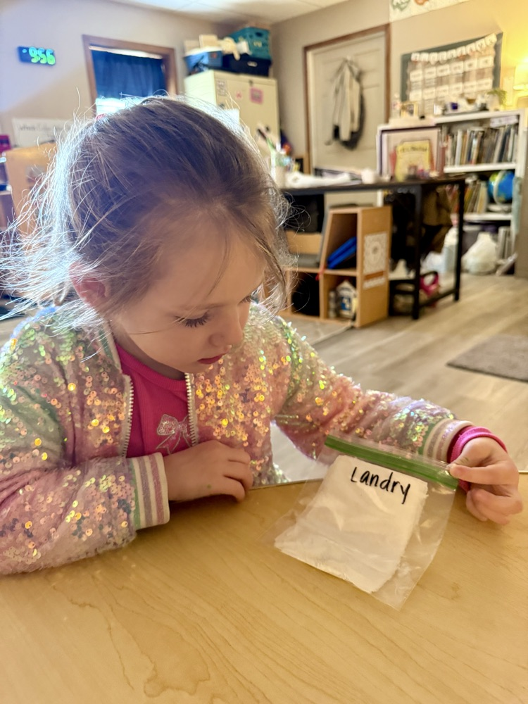 child doing Lima bean experiment